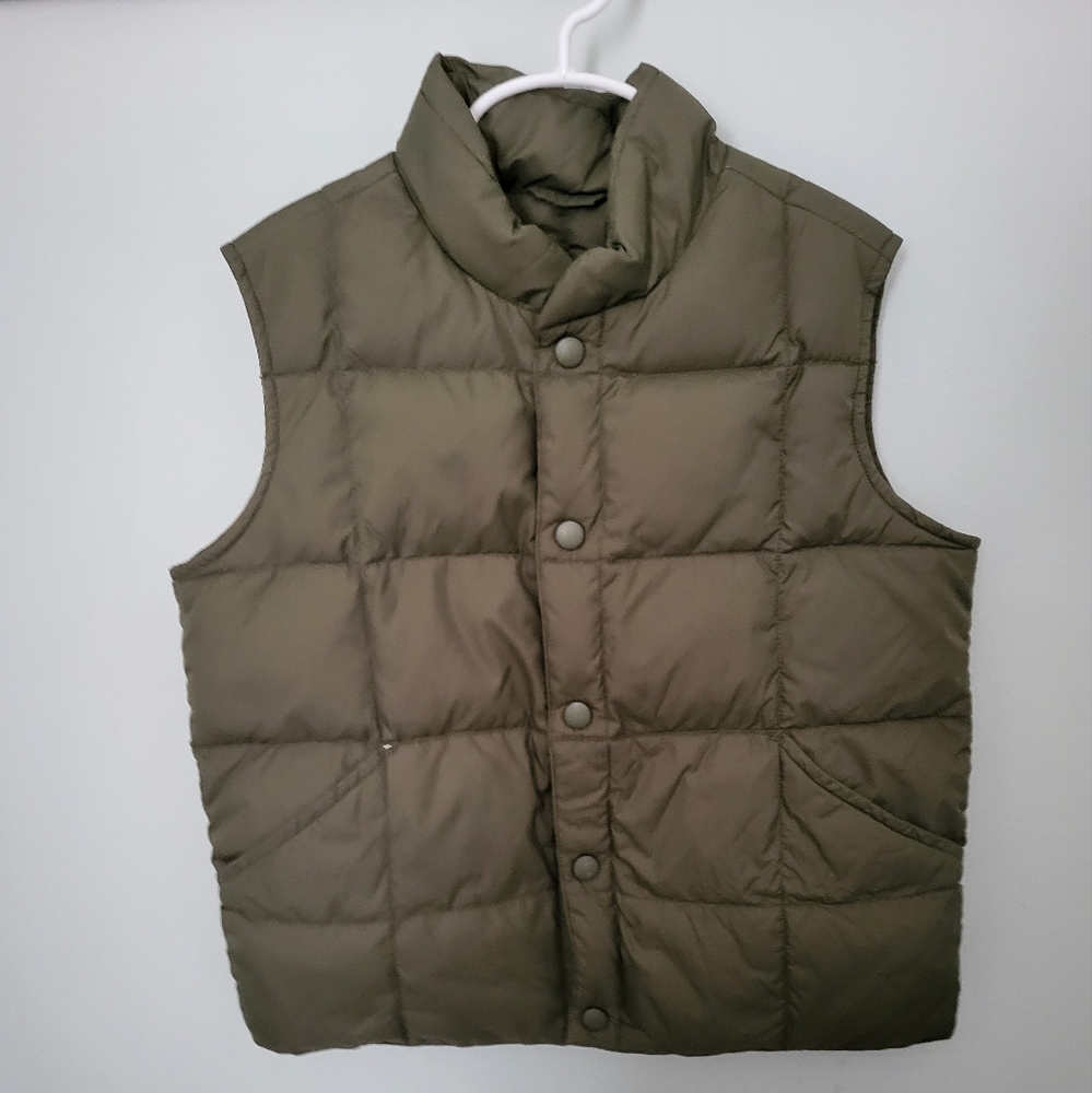 Lands' End Kids Boys Unisex Snap Button Puffer‎ Sleeveless Vest Green Large 6x-7